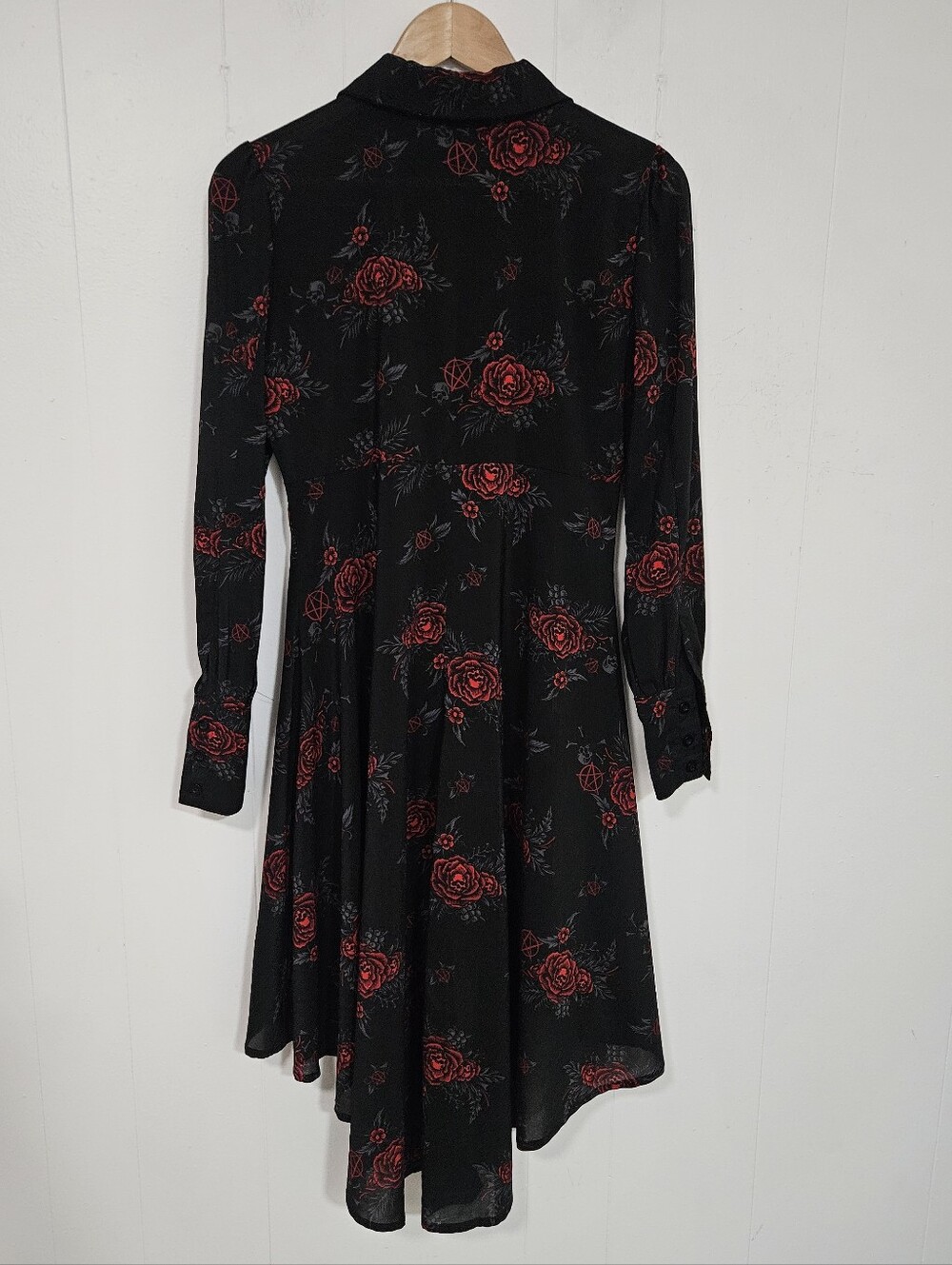 Killstar Pandora Chiffon Floral High Low Goth Punk Roses Shirt Dress - Picture 4 of 5